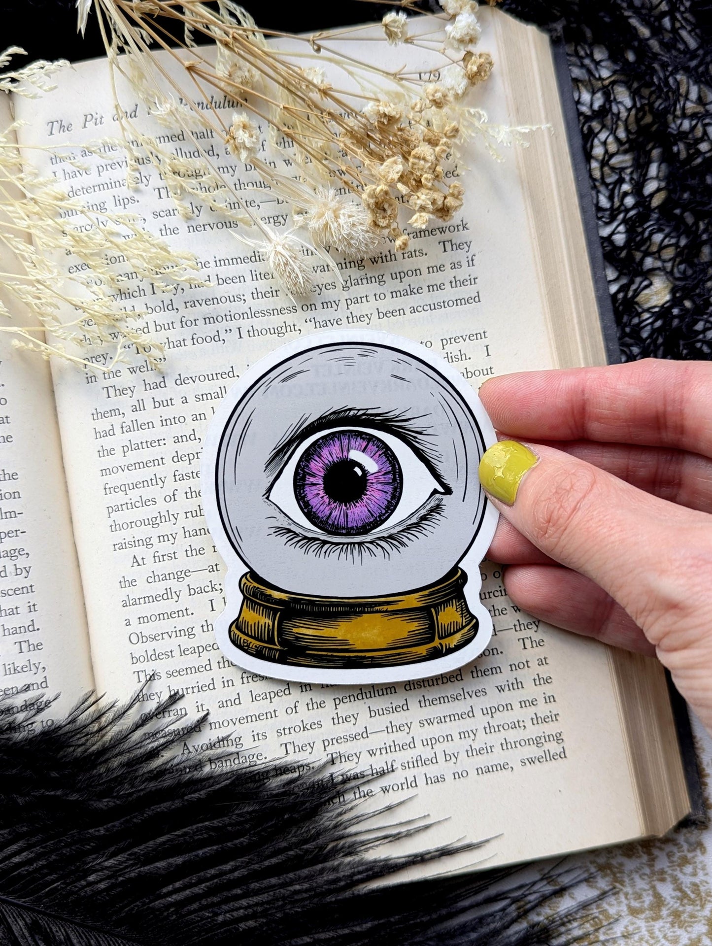 Vinyl Waterproof Sticker Hydroflask Water Bottle Laptop Purple Eye Crystal Ball Witch Witchcraft Witchcore Goth Gothic Magic Magick