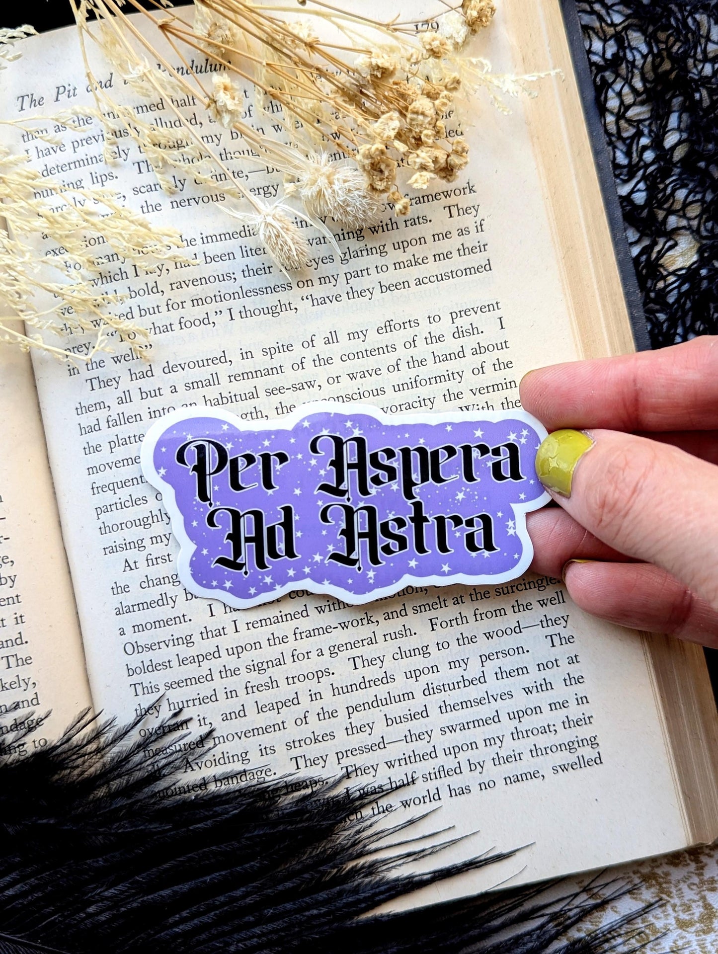 Vinyl Waterproof Sticker Per Aspera Ad Astra Latin To The Stars Goth Gothic Victorian Empowering Encouraging Affirmation Handmade Art Gift