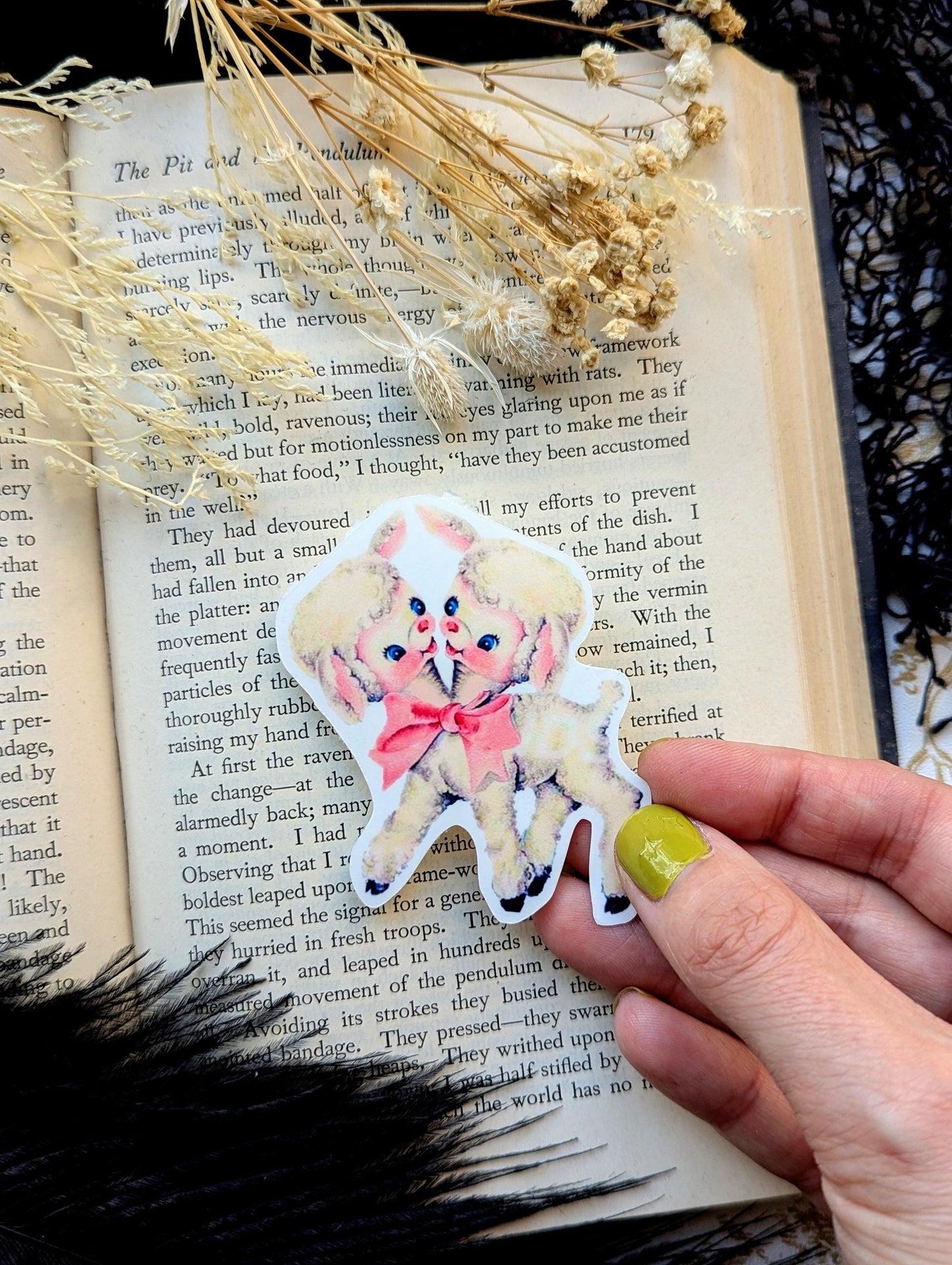 Vinyl Waterproof Sticker Two Headed Lamb Sheep Animal Cute Parody Pastel Goth Creepy Witch Witchcraft Occult Horror Halloween Weird Dark