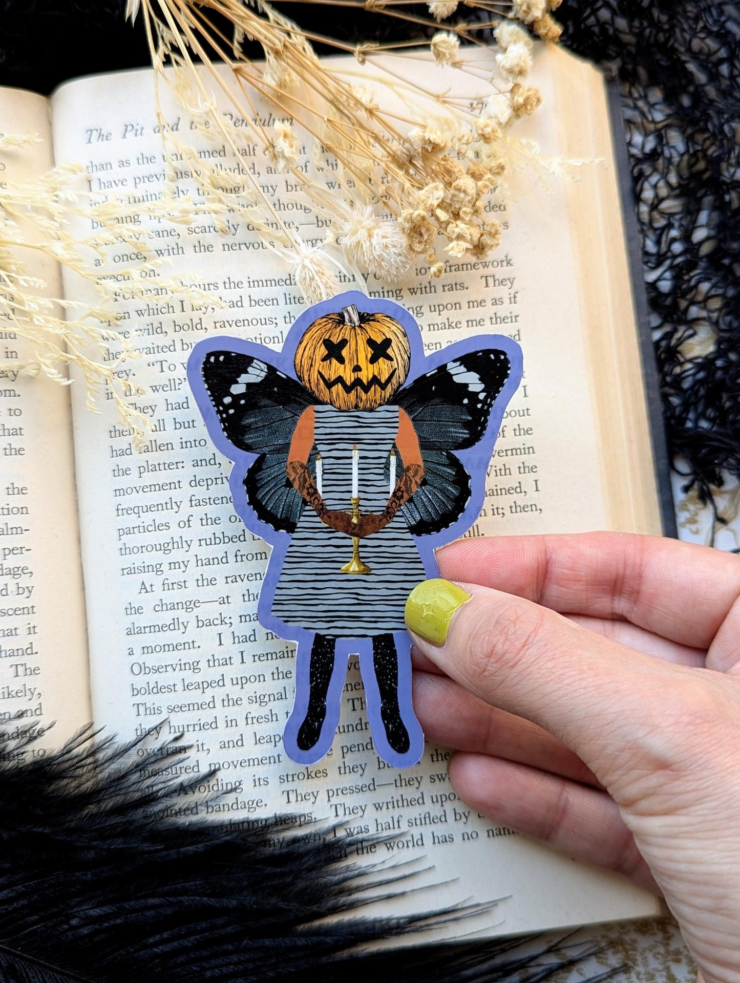 Vinyl Waterproof Sticker Surreal Pumpkin Jack O Lantern Woman Gothic Goth Horror Victorian Handmade Artist Gift