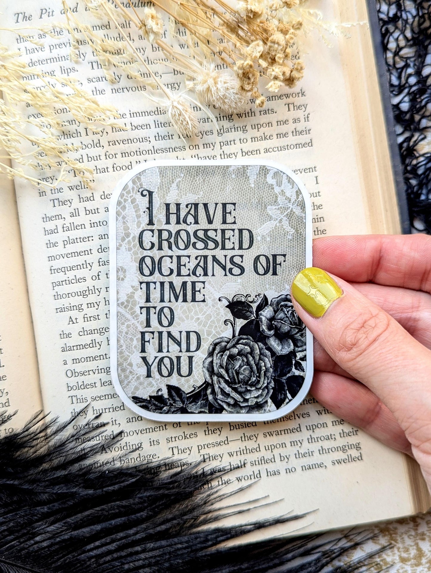 Vinyl Waterproof Sticker Dracula Inspired I Have Crossed Oceans Of Time To Find You Goth Vampire Horror Handmade Artist Gift