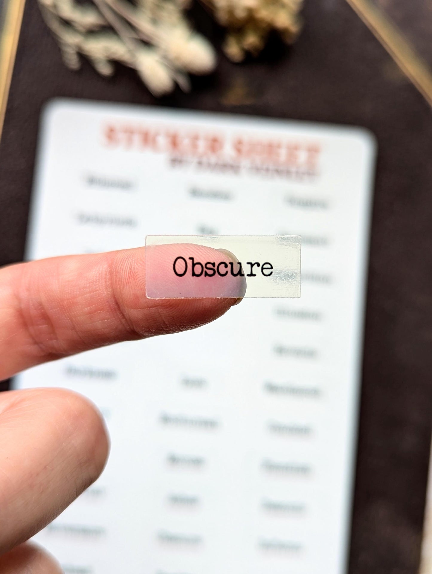 Clear Transparent Sticker Sheet Word Words Goth Gothic Horror Dark Academia Scrapbook Junk Trash Journal Collage Planner Handmade Art Gift