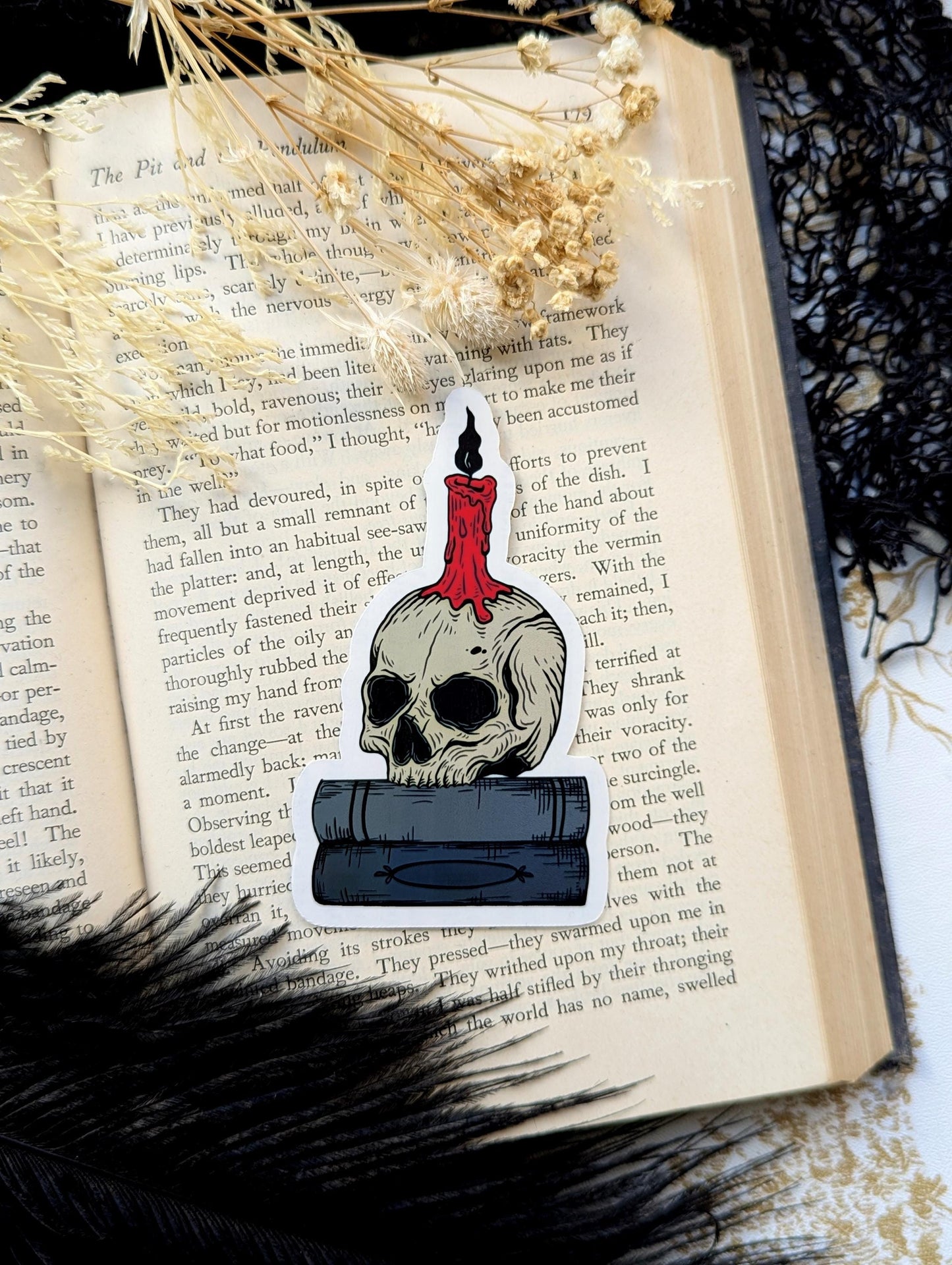 Vinyl Waterproof Sticker Hydroflask Water Bottle Laptop Skull Candle Books Goth Gothic Horror Halloween Witch Witchcraft