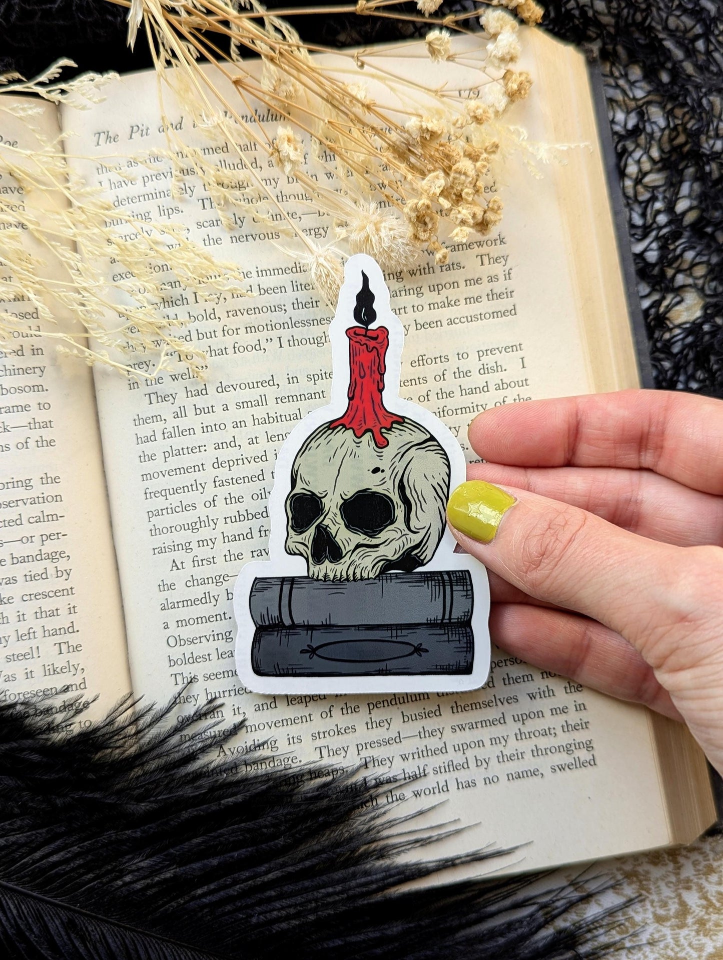Vinyl Waterproof Sticker Hydroflask Water Bottle Laptop Skull Candle Books Goth Gothic Horror Halloween Witch Witchcraft