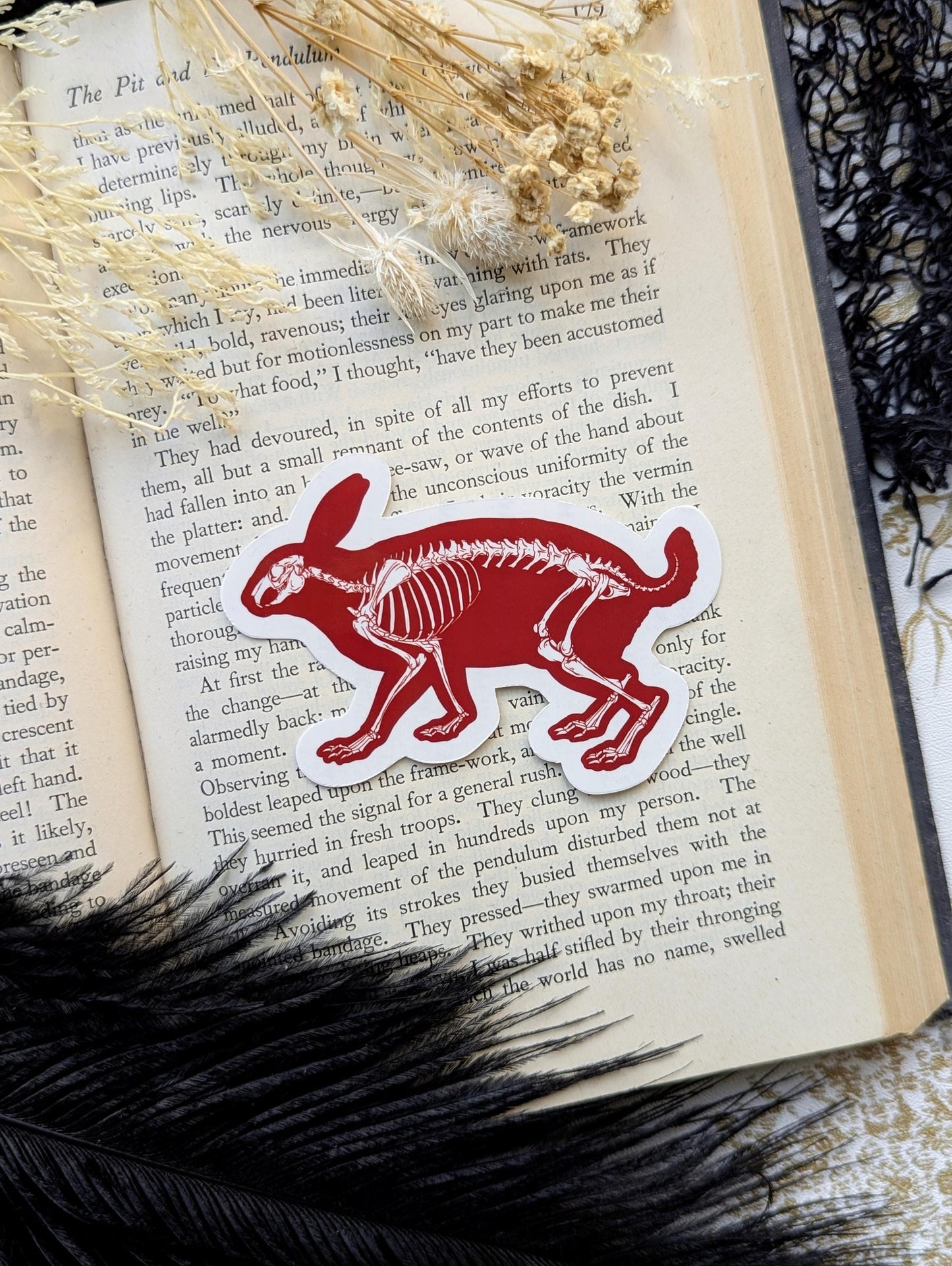 Vinyl Waterproof Sticker Hydroflask Water Bottle Laptop Red Rabbit Skeleton Goth Gothic Horror Halloween Witch Witchcraft