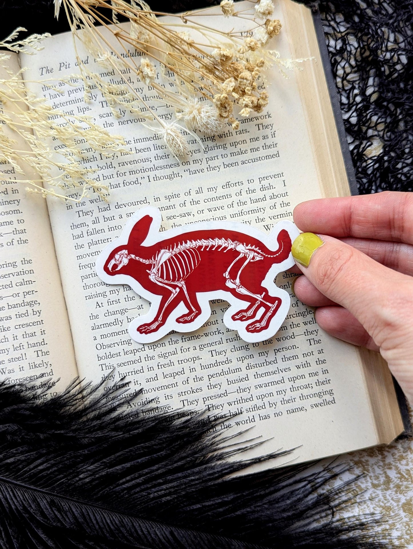 Vinyl Waterproof Sticker Hydroflask Water Bottle Laptop Red Rabbit Skeleton Goth Gothic Horror Halloween Witch Witchcraft