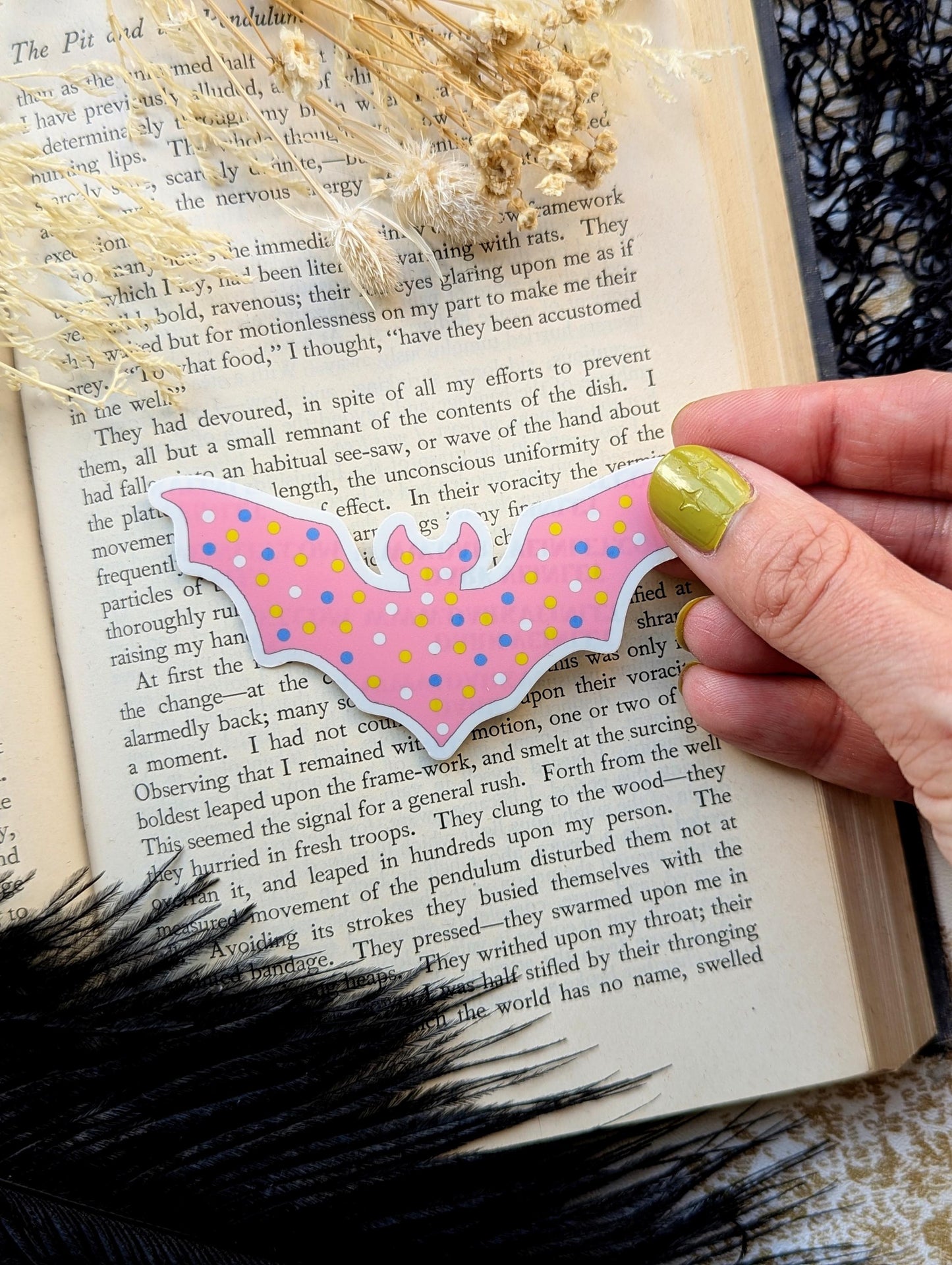 Vinyl Waterproof Sticker Bat Circus Frosted Cookie Design Pastel Gothic Horror Halloween Weird Dark Odd