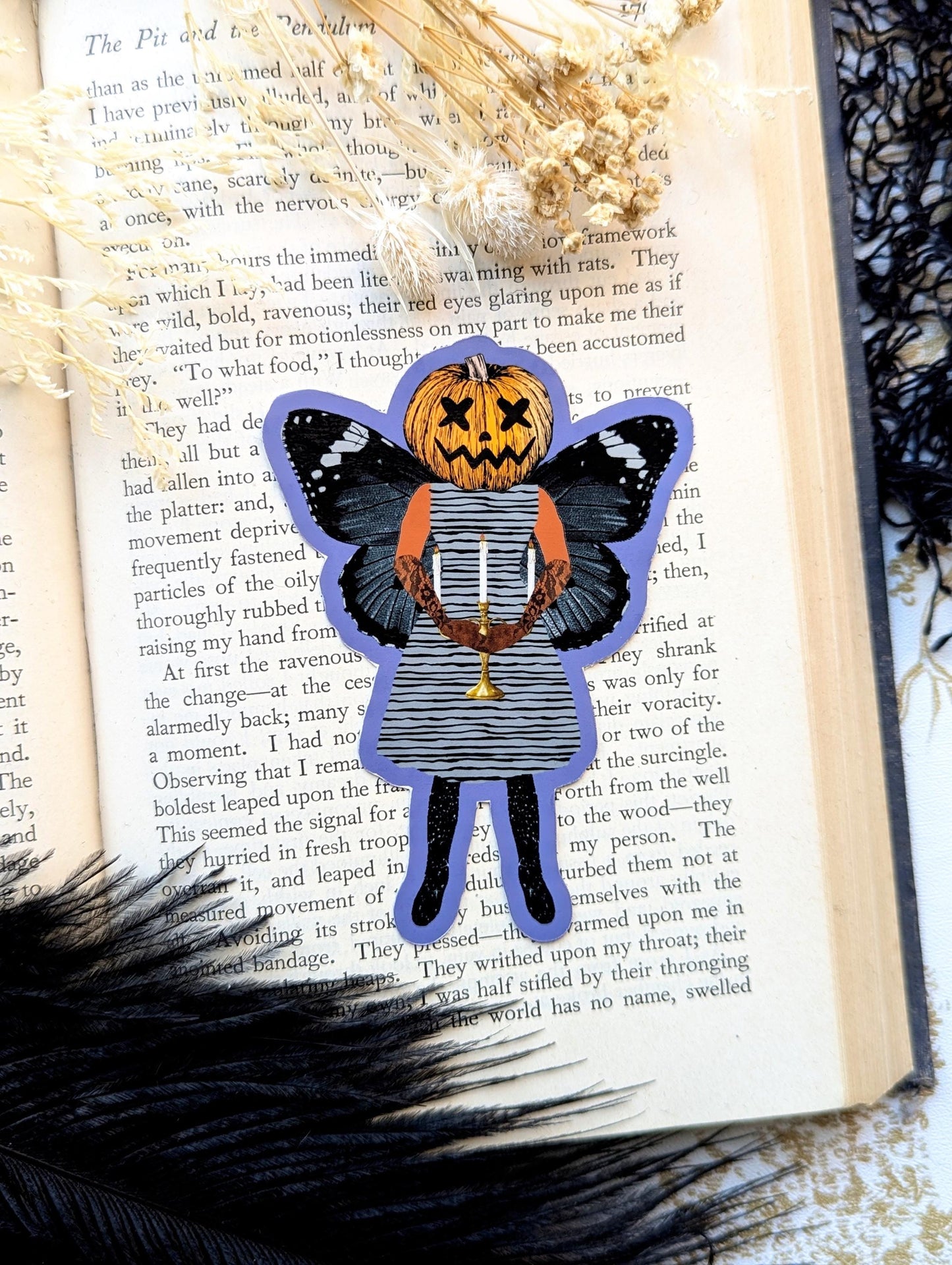 Vinyl Waterproof Sticker Surreal Pumpkin Jack O Lantern Woman Gothic Goth Horror Victorian Handmade Artist Gift