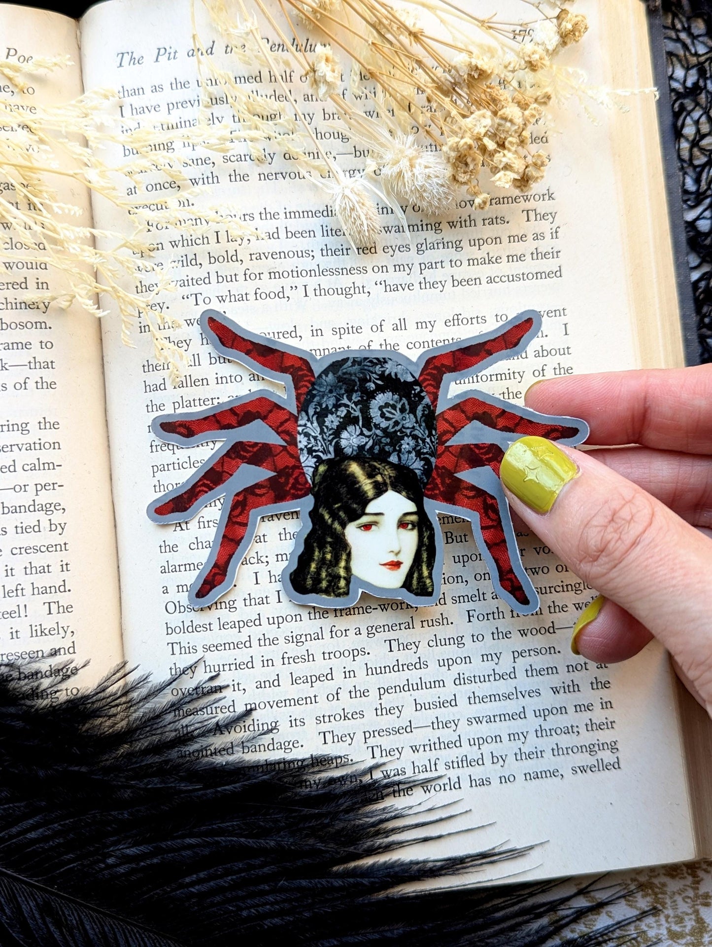 Vinyl Waterproof Sticker Surreal Spider Woman Gothic Goth Horror Victorian Handmade Artist Gift