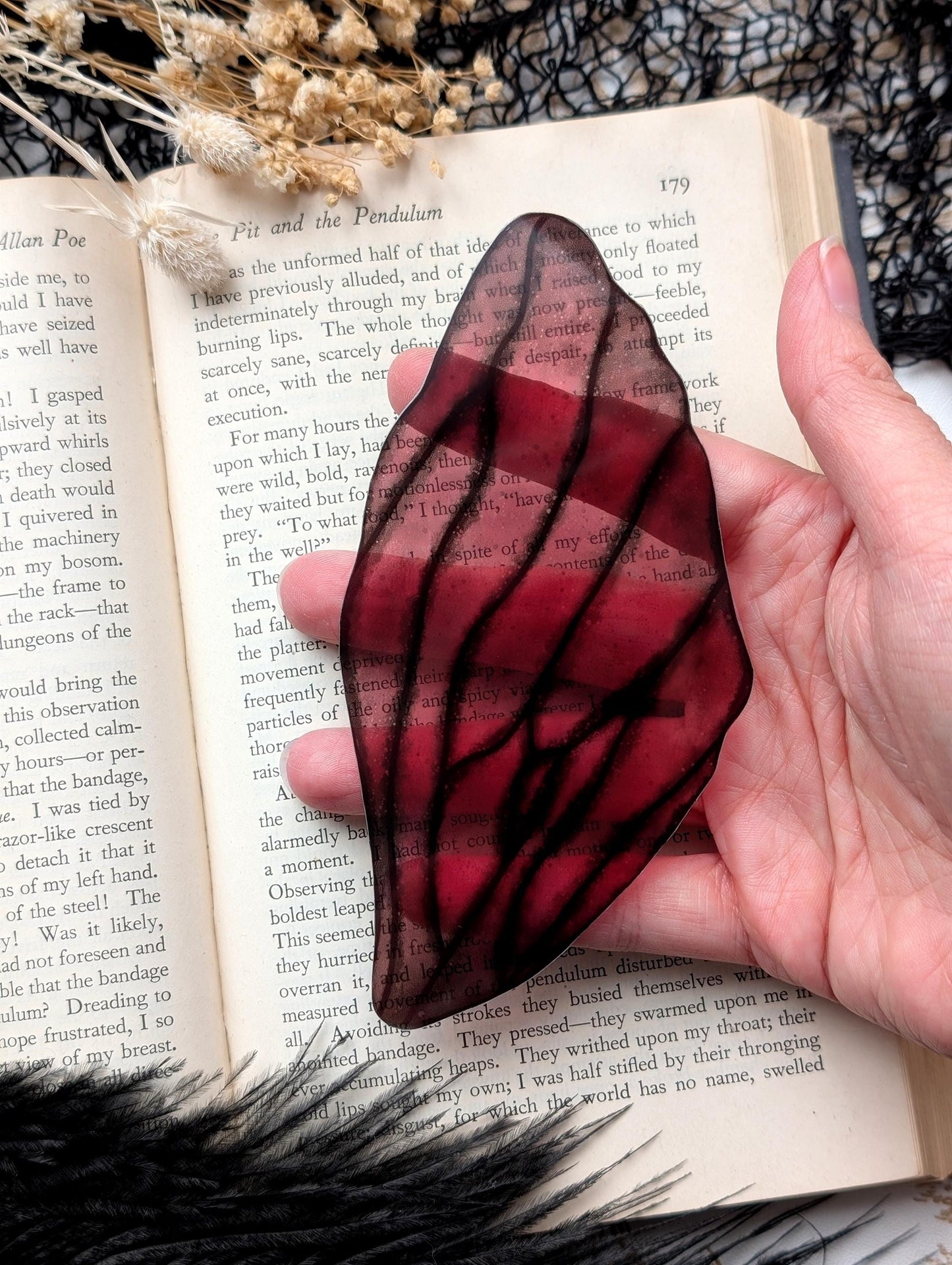 Clear Bookmark Fairy Faerie Pixie Wing Grunge Magenta Pink Pretty Goth Dark Academia Fairycore Fantasy Sci-Fi Book Reader Lover Gift