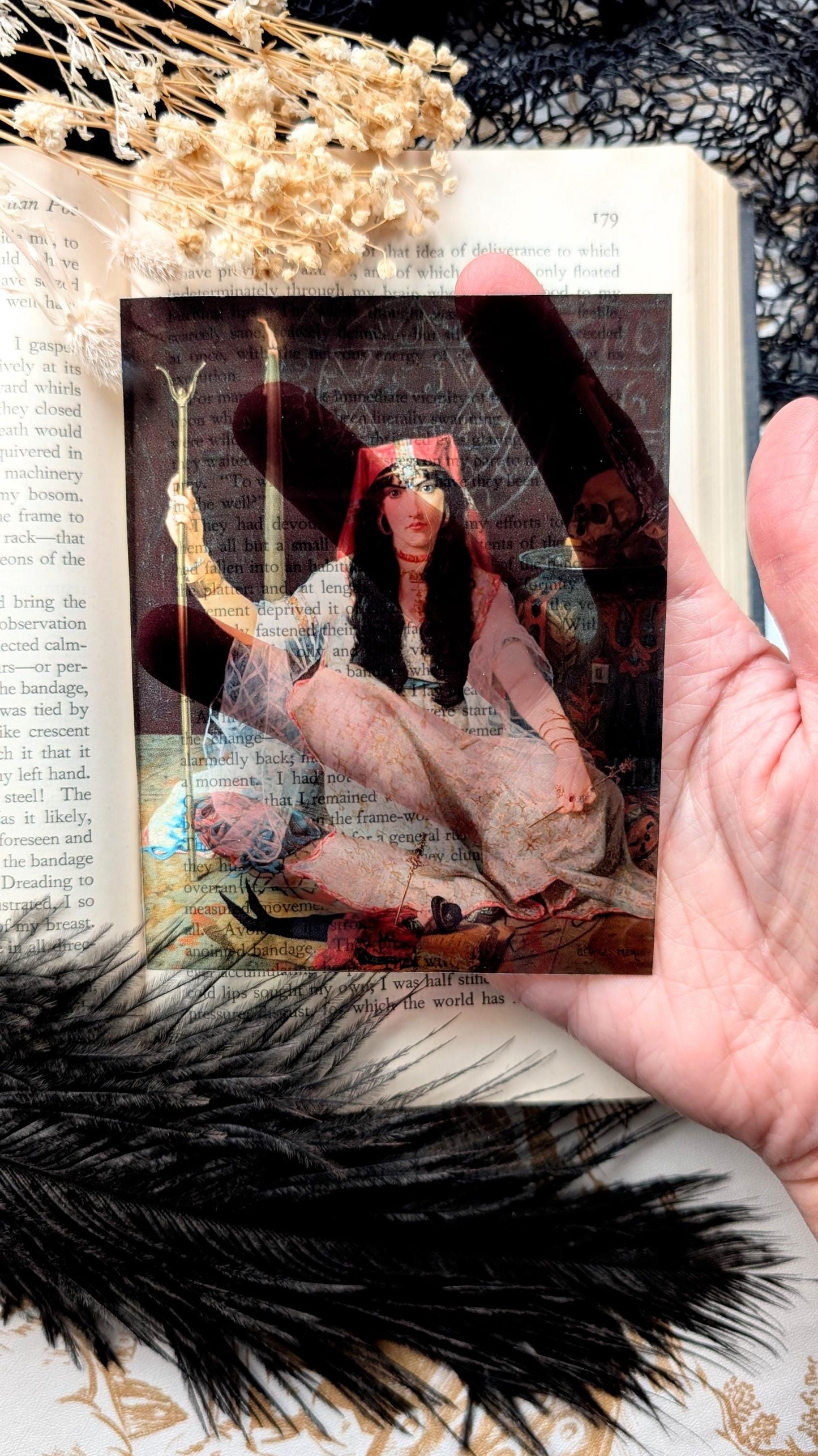 Clear Bookmark Vintage Painting The Sorceress Georges Merle Witchcraft Occult Handmade Artist Book Reader Lover Gift