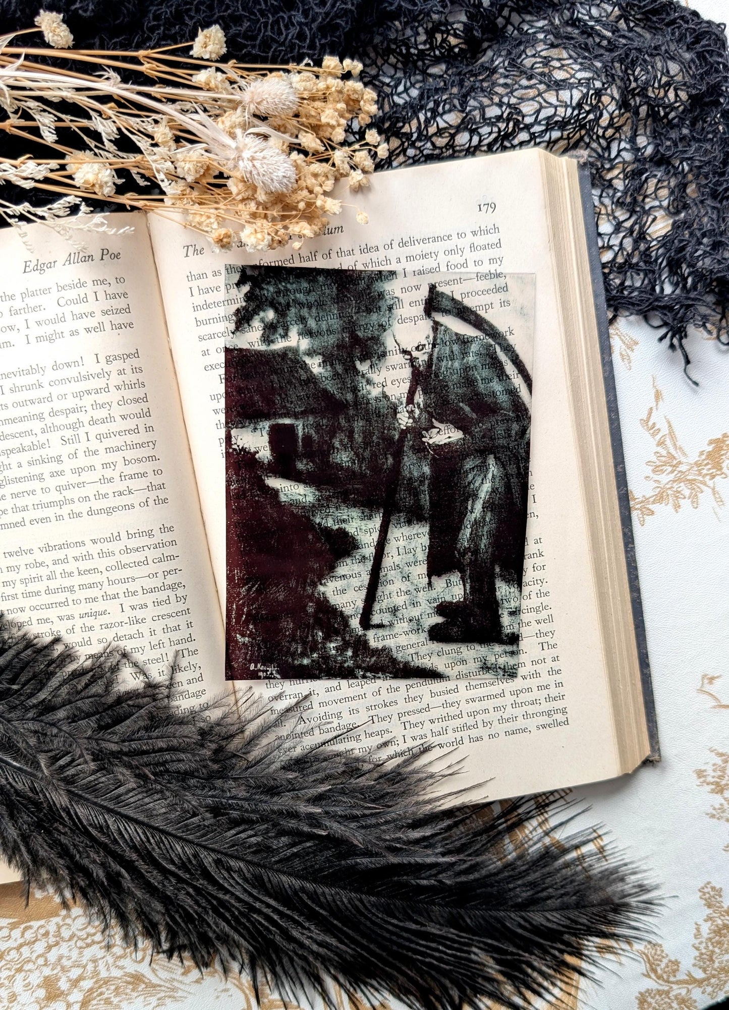Clear Bookmark Vintage Painting The Agony Arthur Kampf Grim Reaper Death Horror Goth Gothic Handmade Artist Book Reader Lover Gift