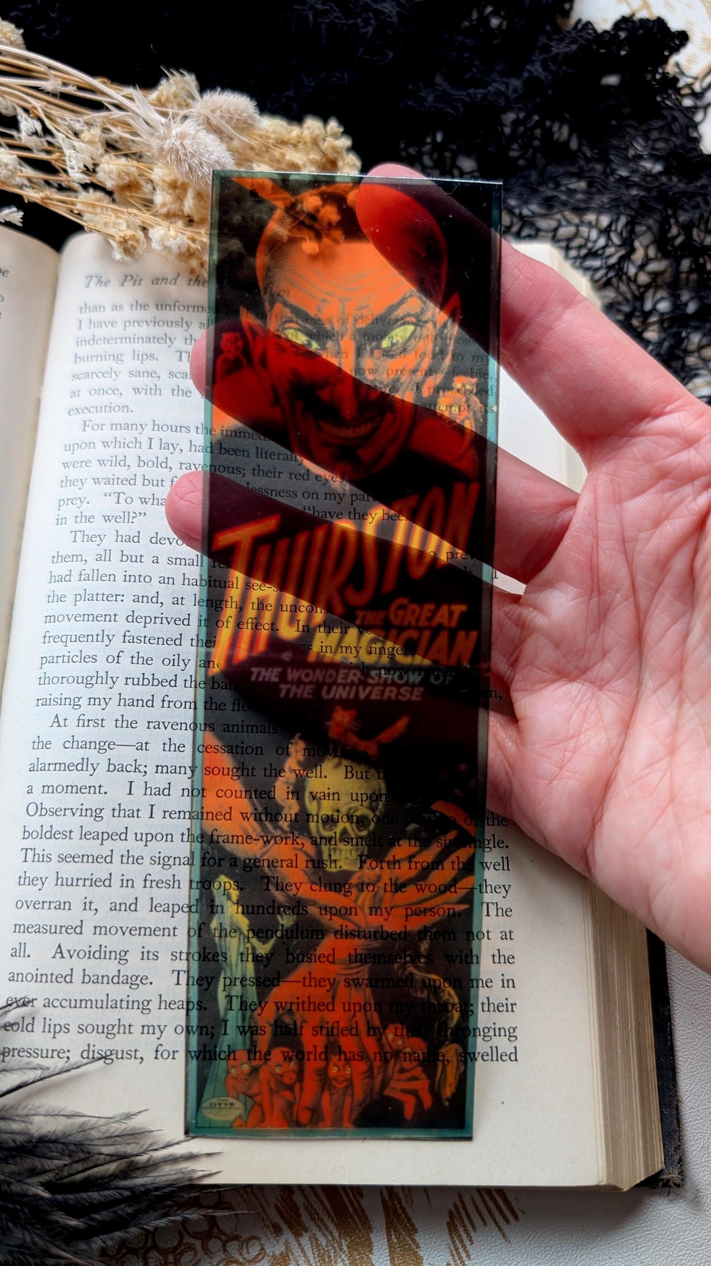 Clear Bookmark Vintage Promo Thurston The Great Magician Magic Devil Horror Goth Gothic Handmade Artist Book Reader Lover Gift