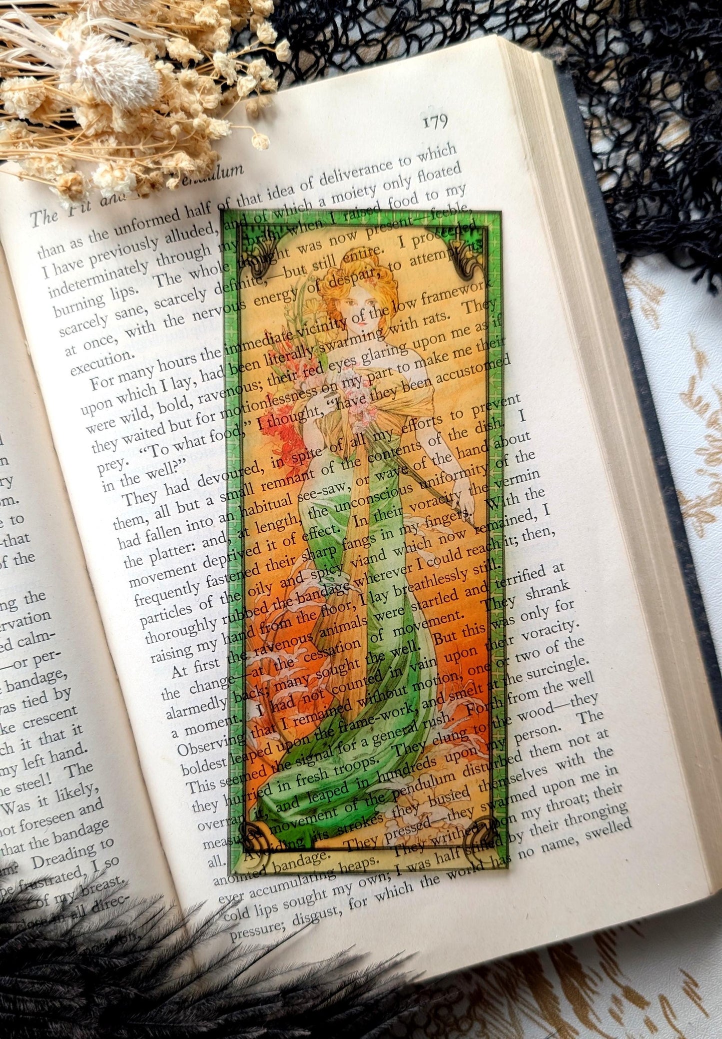Clear Bookmark Alphonse Maria Mucha Spring 1900 French Art Nouveau Gift Dark Academia Handmade Artist Book Reader Gift