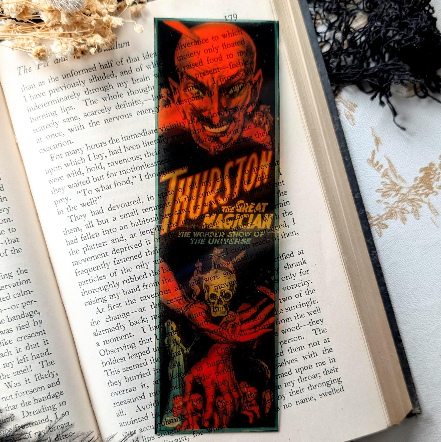 Clear Bookmark Vintage Promo Thurston The Great Magician Magic Devil Horror Goth Gothic Handmade Artist Book Reader Lover Gift
