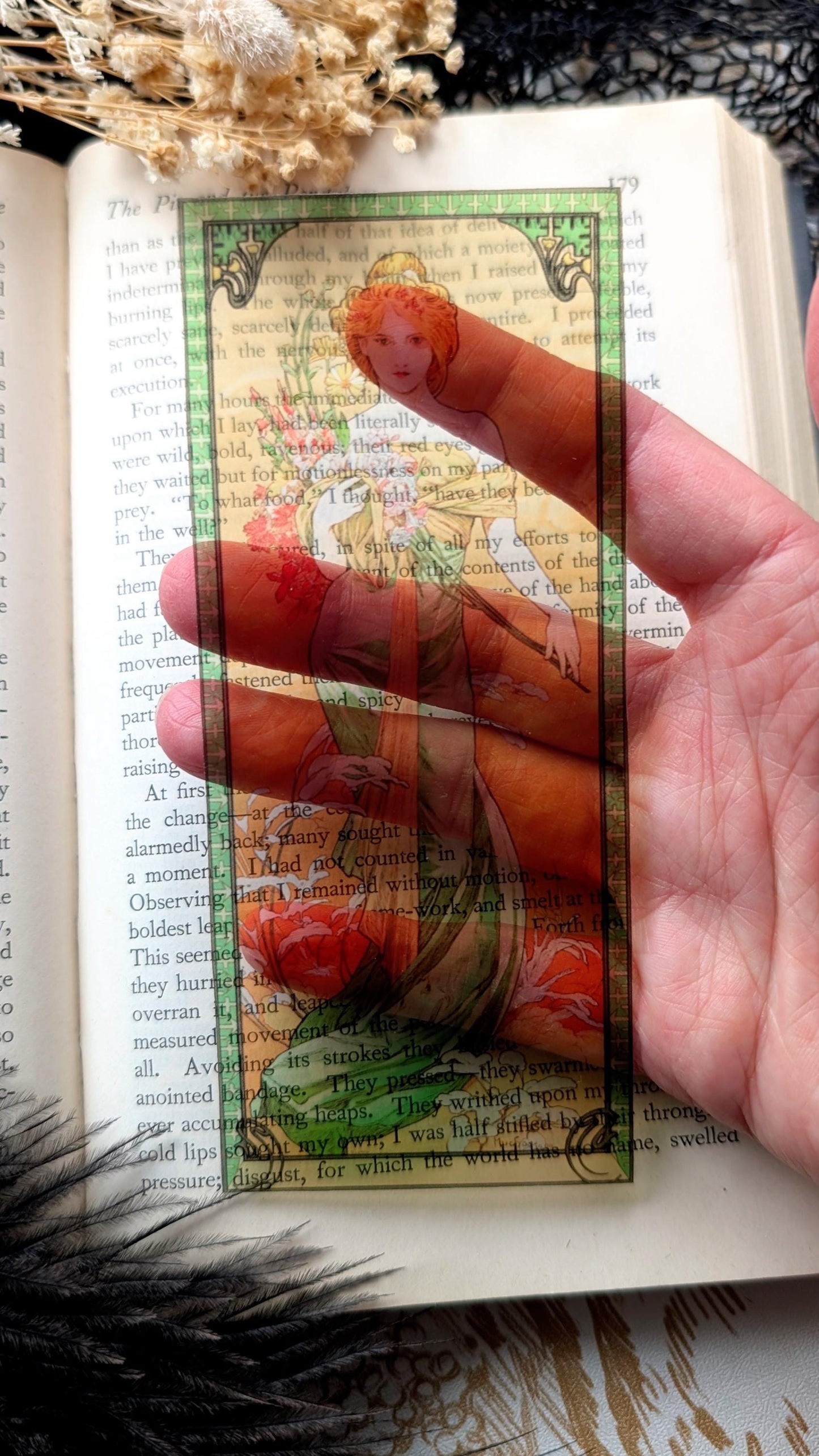 Clear Bookmark Alphonse Maria Mucha Spring 1900 French Art Nouveau Gift Dark Academia Handmade Artist Book Reader Gift
