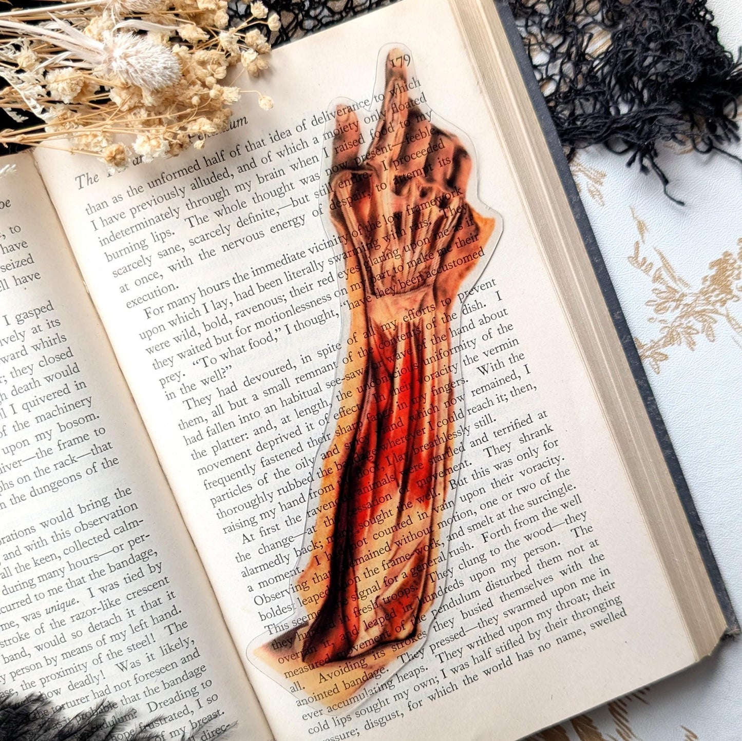 Clear Bookmark Anatomical Human Severed Skinned Arm Medical Anatomy Goth Gothic Halloween Horror Book Reader Lover Gift Vintage Illustration