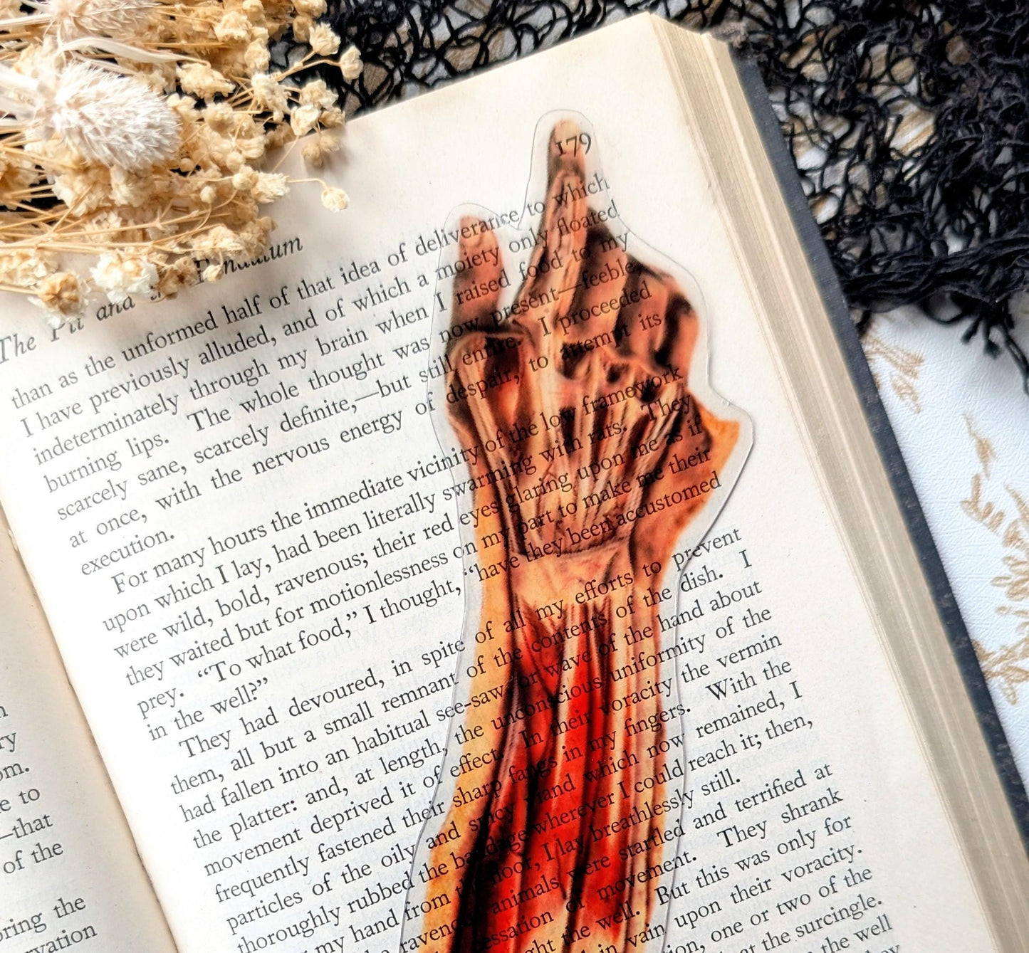 Clear Bookmark Anatomical Human Severed Skinned Arm Medical Anatomy Goth Gothic Halloween Horror Book Reader Lover Gift Vintage Illustration