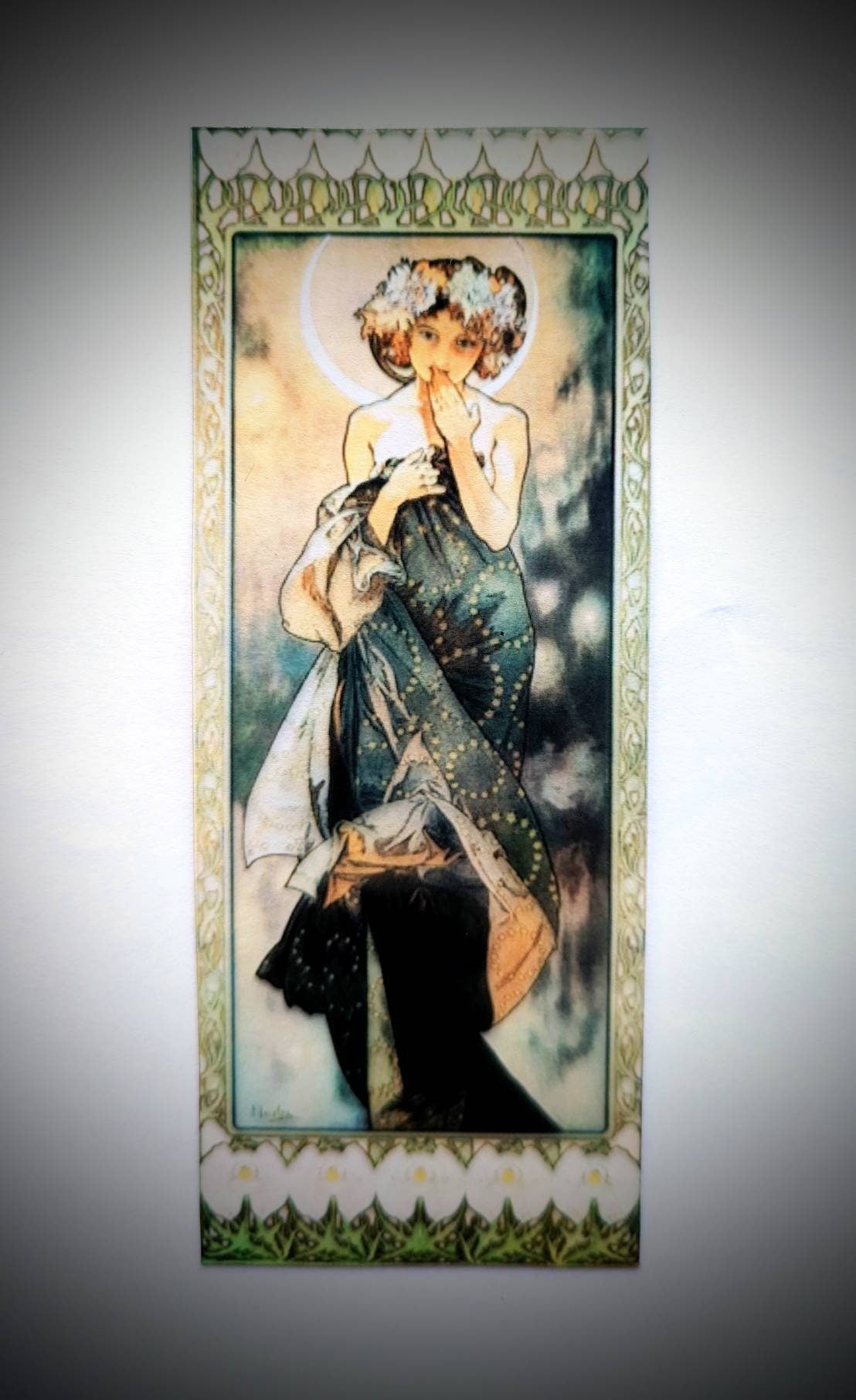 Clear Bookmark Alphonse Maria Mucha Clair de Lune The Moon French Art Nouveau Gift Dark Academia Handmade Artist Book Reader Gift