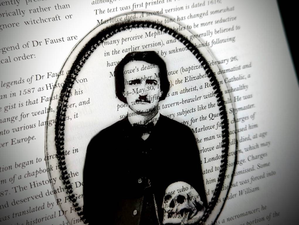 Clear Bookmark Edgar Allan Poe Inspired Skull Goth Gothic Halloween Horror Creepy Oddities Unique Gift