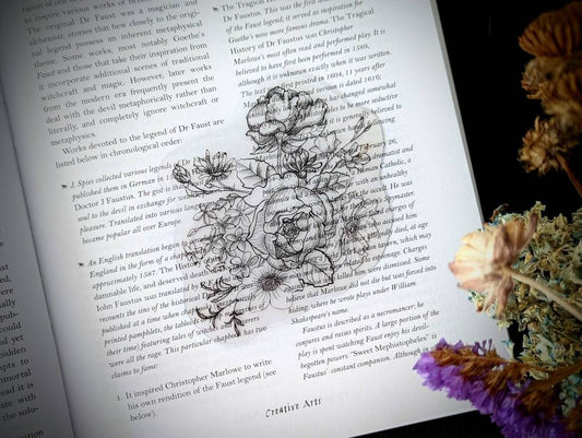 Clear Bookmark Floral Flowers Bouquet Black Line Work Simple Minimal Gift