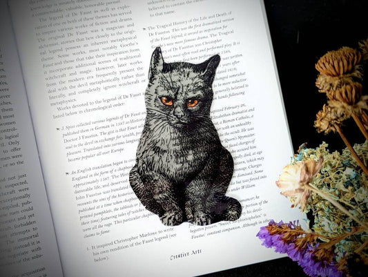 Clear Bookmark Grumpy Angry Sassy Black Cat Goth Gothic Halloween Horror Book Reader Lover Gift