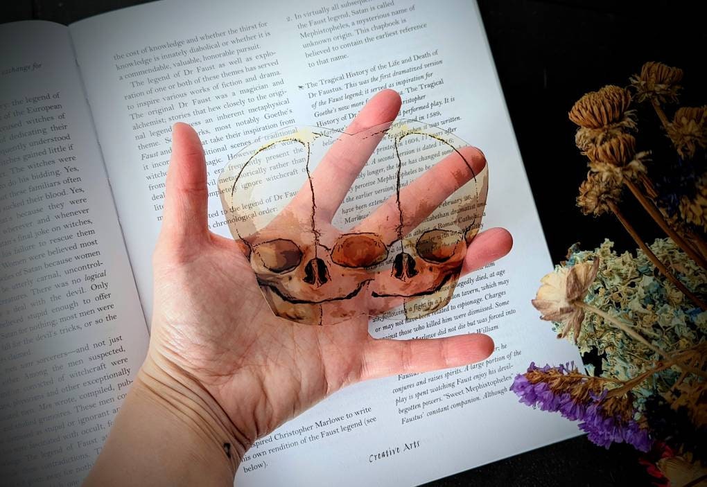 Clear Bookmark Conjoined Twins Fetal Skull Creepy Horror Halloween Goth Gothic Medical Oddities