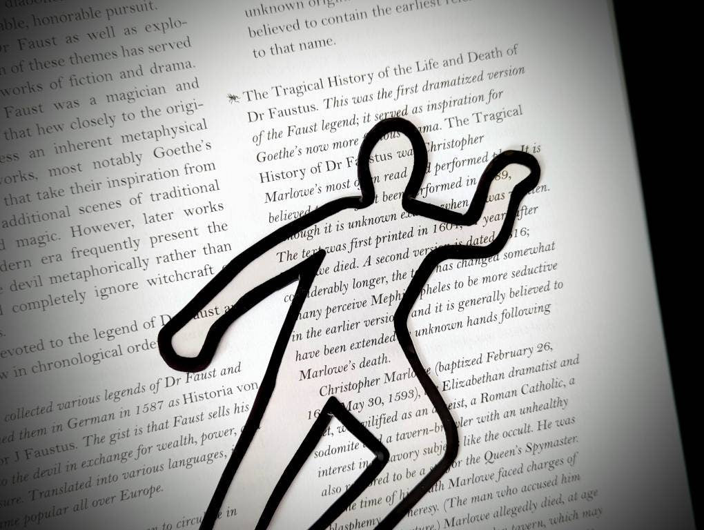 Clear Bookmark Chalk Body Outline True Crime Death Dead Evidence Crime Scene Goth Gothic Horror Creepy Oddities