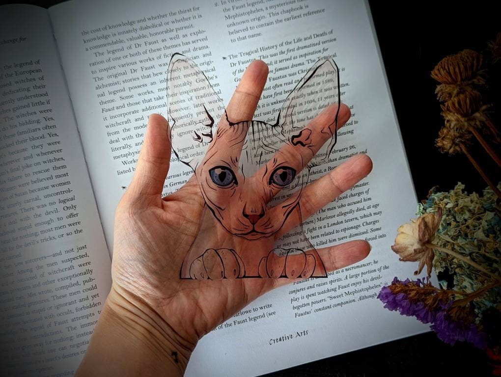 Clear Bookmark Sphinx Sphynx Hairless Cat Lover Cute Kitty Kitten Feline Book Reader Lover Gift Unique Mom Dad