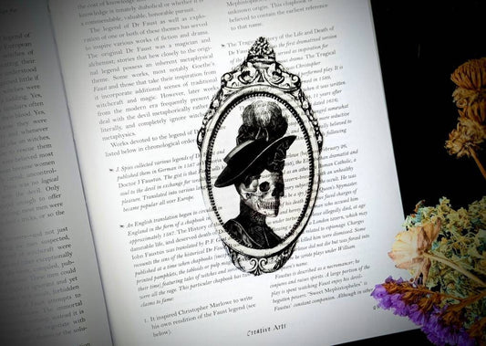 Clear Bookmark Victorian Lady Skull Skeleton Death Goth Gothic Halloween Horror Creepy Oddities Gift