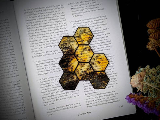 Clear Bookmark Yellow Grunge Honeycomb Bee Bees Goth Gothic Halloween Horror Creepy Oddities