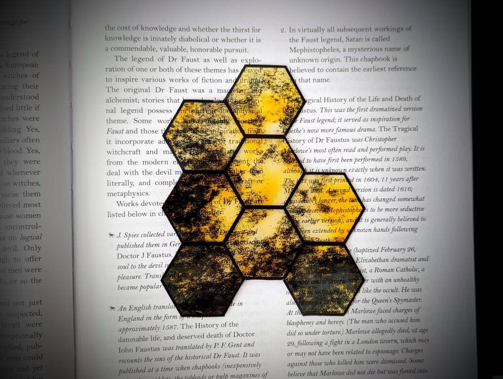 Clear Bookmark Yellow Grunge Honeycomb Bee Bees Goth Gothic Halloween Horror Creepy Oddities