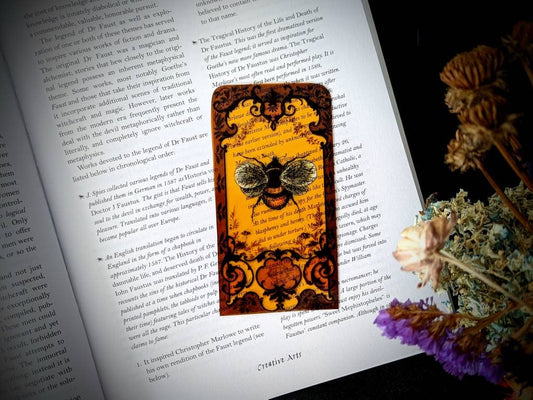 Clear Bookmark Victorian Vintage Bee Bug Insect Baroque Steampunk Goth Gothic Dark Academia Cottagecore Fairycore Book Reader Lover Gift