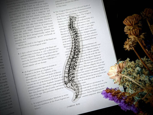 Clear Bookmark Spinal Cord Spine Skeleton Bone Bones Goth Gothic Halloween Horror Creepy Dark Academia Book Reader Lover Gift Handmade
