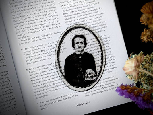 Clear Bookmark Edgar Allan Poe Inspired Skull Goth Gothic Halloween Horror Creepy Oddities Unique Gift