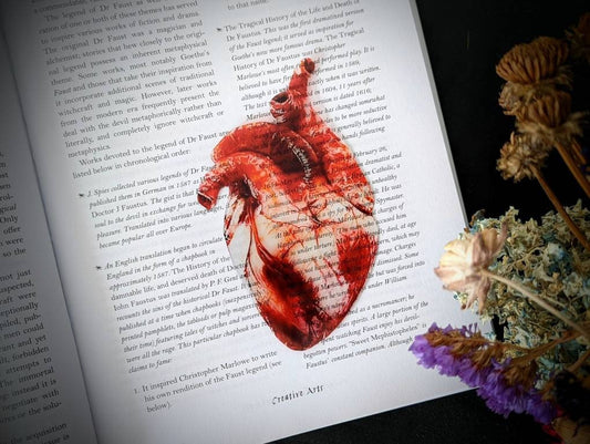 Clear Bookmark Anatomical Heart Bloody Bleeding Medical Goth Gothic Halloween Horror Creepy Oddities