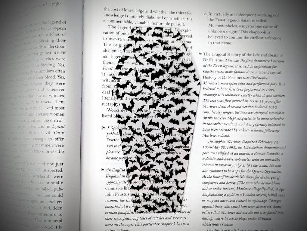 Clear Bookmark Bats Flying Coffin Goth Gothic Halloween Horror Creepy Oddities Weird Dark Art Decor