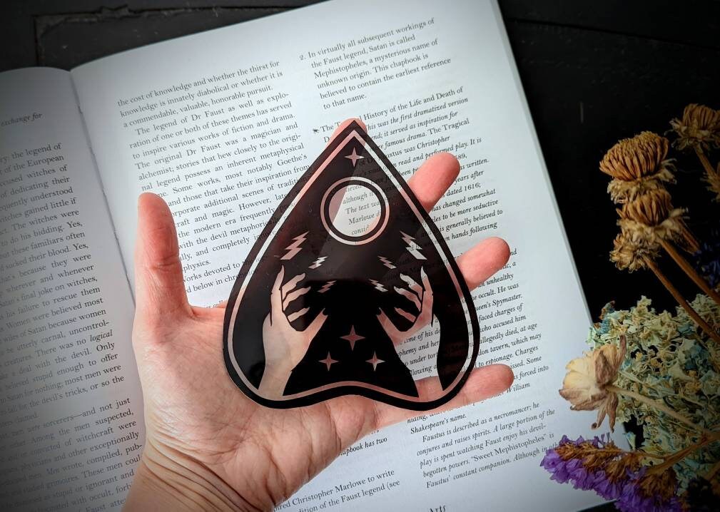Clear Bookmark Planchette Ouija Witch Witchcraft Occult Goth Gothic Halloween Horror Creepy Oddities Unique Dark Weird