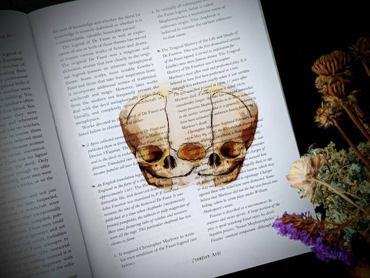 Clear Bookmark Conjoined Twins Fetal Skull Creepy Horror Halloween Goth Gothic Medical Oddities