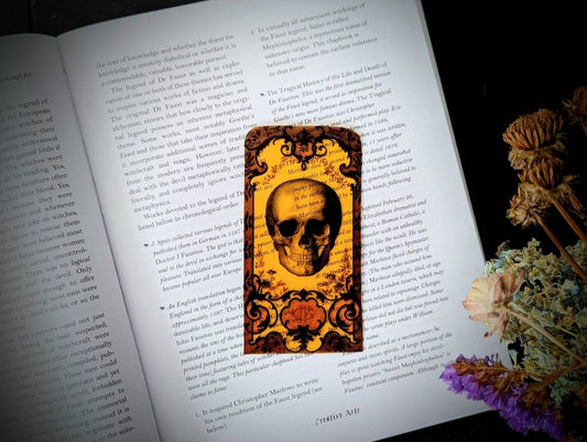 Clear Bookmark Victorian Vintage Skull Baroque Steampunk Goth Gothic Halloween Horror Creepy Oddities Dark Weird Unique