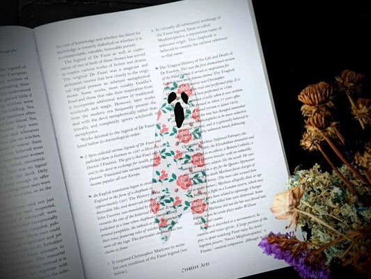 Clear Bookmark Ghost Floral Sheet Ghoul Haunted Goth Gothic Halloween Horror Creepy Oddities Unique Dark Weird