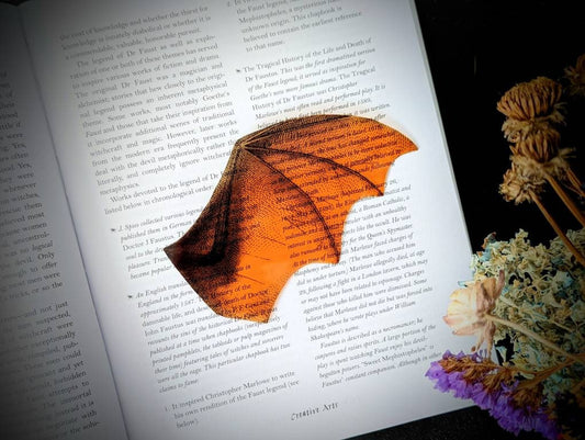 Clear Bookmark Orange Bat Wing Goth Gothic Halloween Horror Creepy Oddities