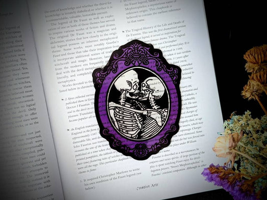 Clear Bookmark Valentine's Day Valloween Skeleton Couple Purple Lovers Love Dark Bones Goth Gothic Horror Creepy Oddities