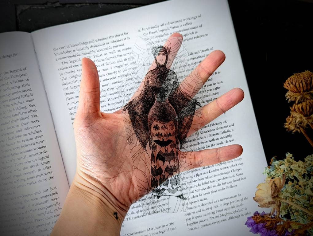 Clear Bookmark Victorian Bat Costume Lady Woman Goth Gothic Halloween Horror Creepy Oddities
