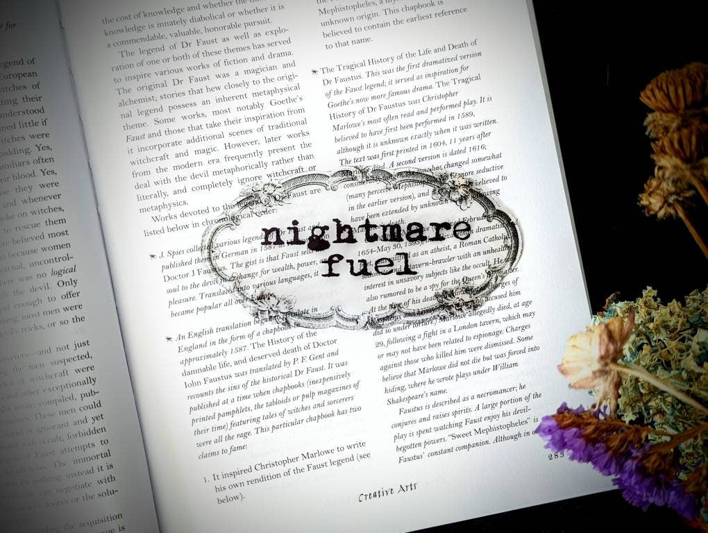 Clear Bookmark Nightmare Fuel Goth Gothic Halloween Horror Creepy Oddities