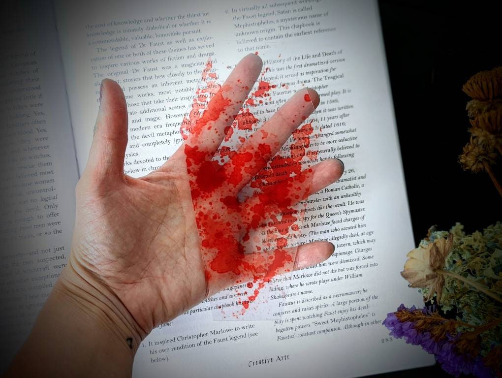 Clear Bookmark Blood Splatter Coffin Goth Gothic Halloween Horror Creepy Oddities