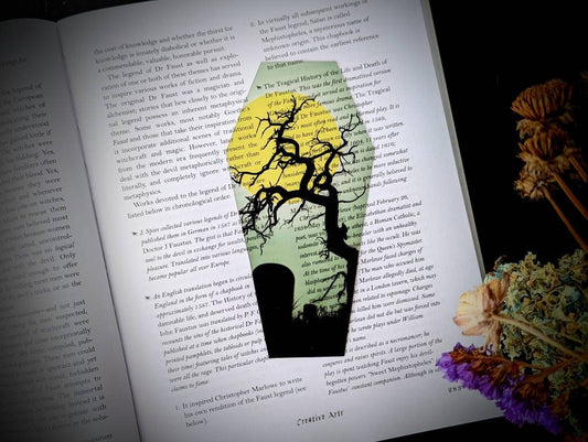 Clear Bookmark Full Moon Graveyard Cemetery Dead Tree Goth Gothic Halloween Horror Creepy Oddities