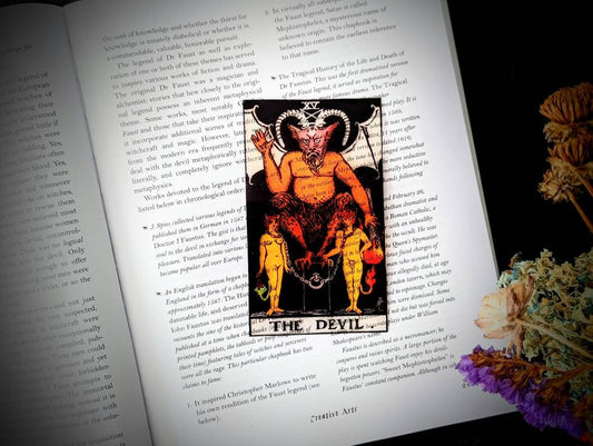 Clear Bookmark Devil Tarot Card Witch Witchcraft Occult Goth Gothic Halloween Horror Creepy Oddities