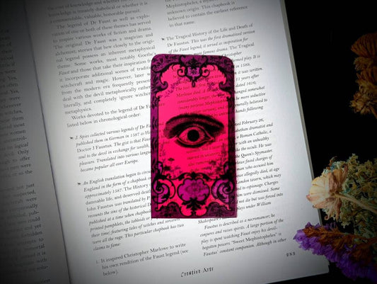 Clear Bookmark Victorian Vintage Pink Eye Eyeball Baroque Steampunk Goth Gothic Halloween Horror Creepy Oddities