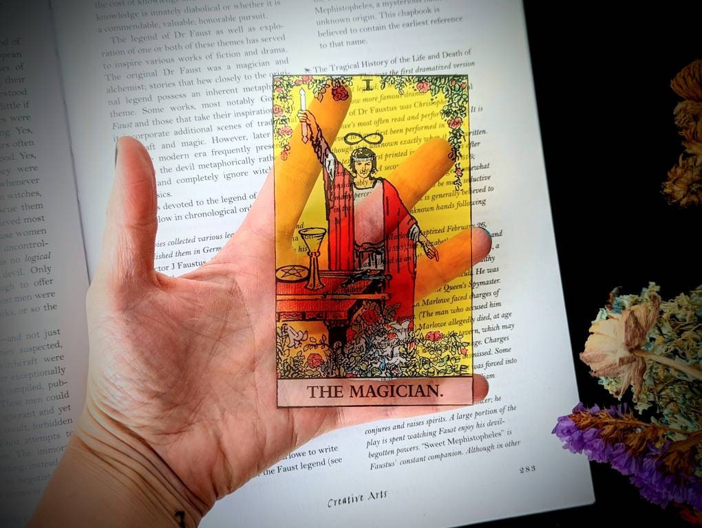Clear Bookmark The Magician Tarot Card Witch Witchcraft Occult Goth Gothic Halloween Horror Creepy Oddities